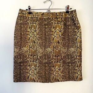 Worthington Size 10 Gold Metallic Snake Print Pencil Skirt, Career, Workwear